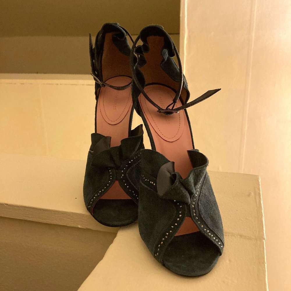 Rebecca Taylor Deep Teal Suede Heels